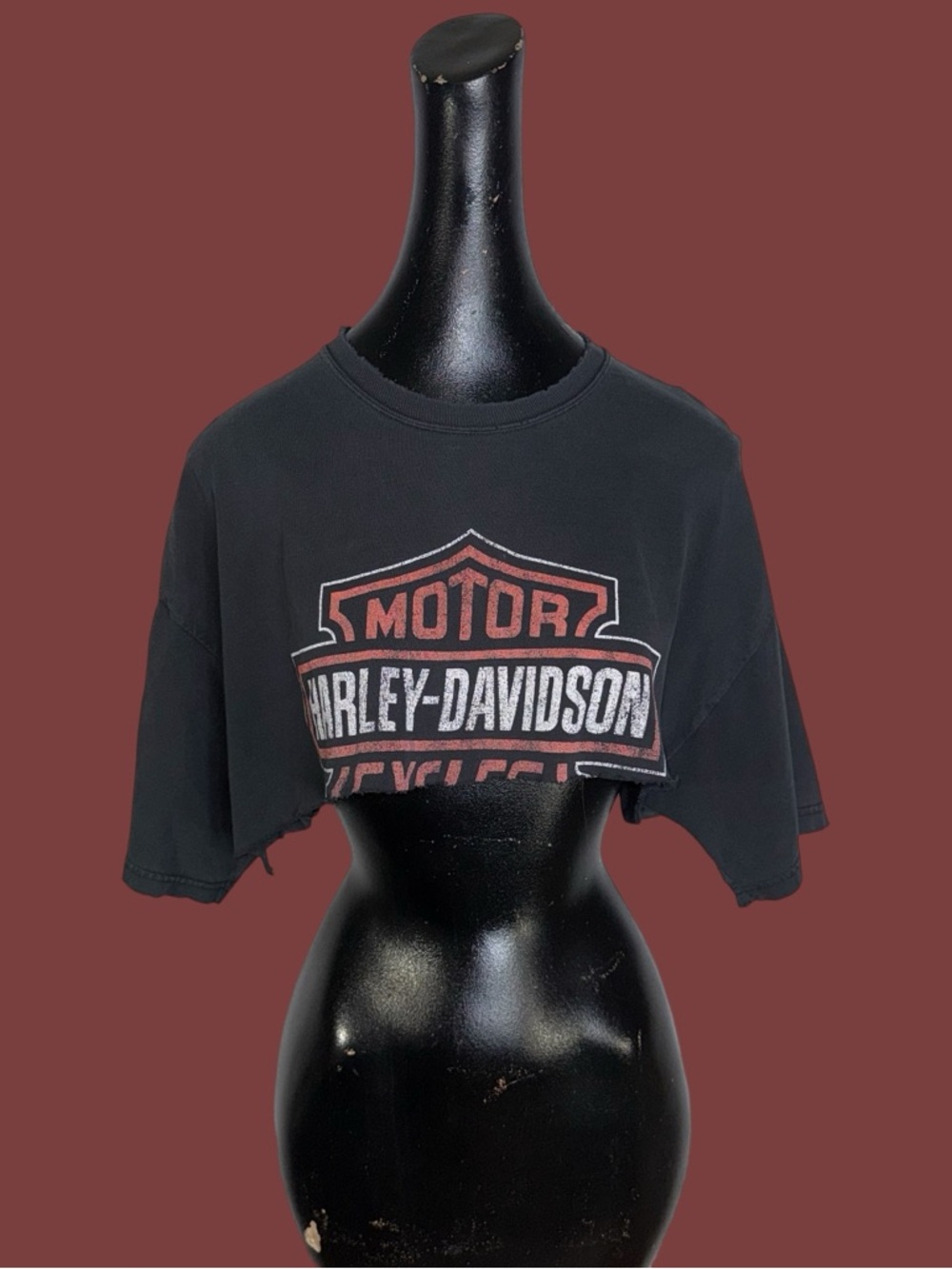 Reworked Harley Davidson cropped distressed t-shirt - Picture 3 of 11